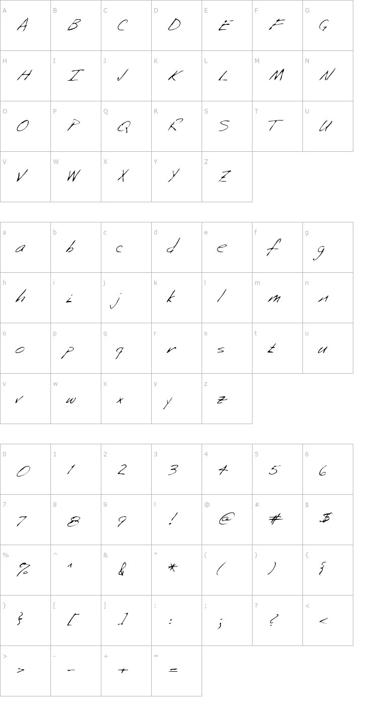 Character Map LEHN253 Font