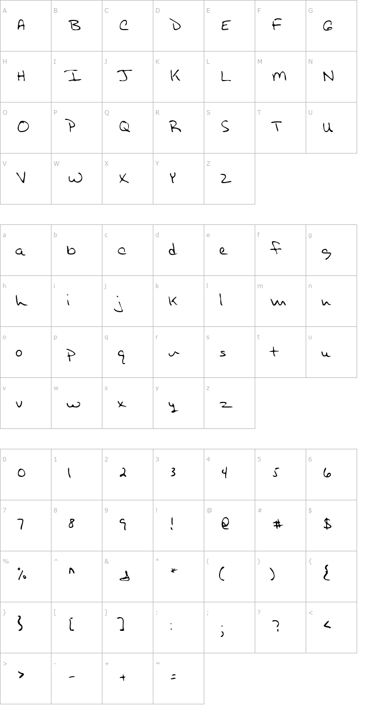 Character Map LEHN254 Font