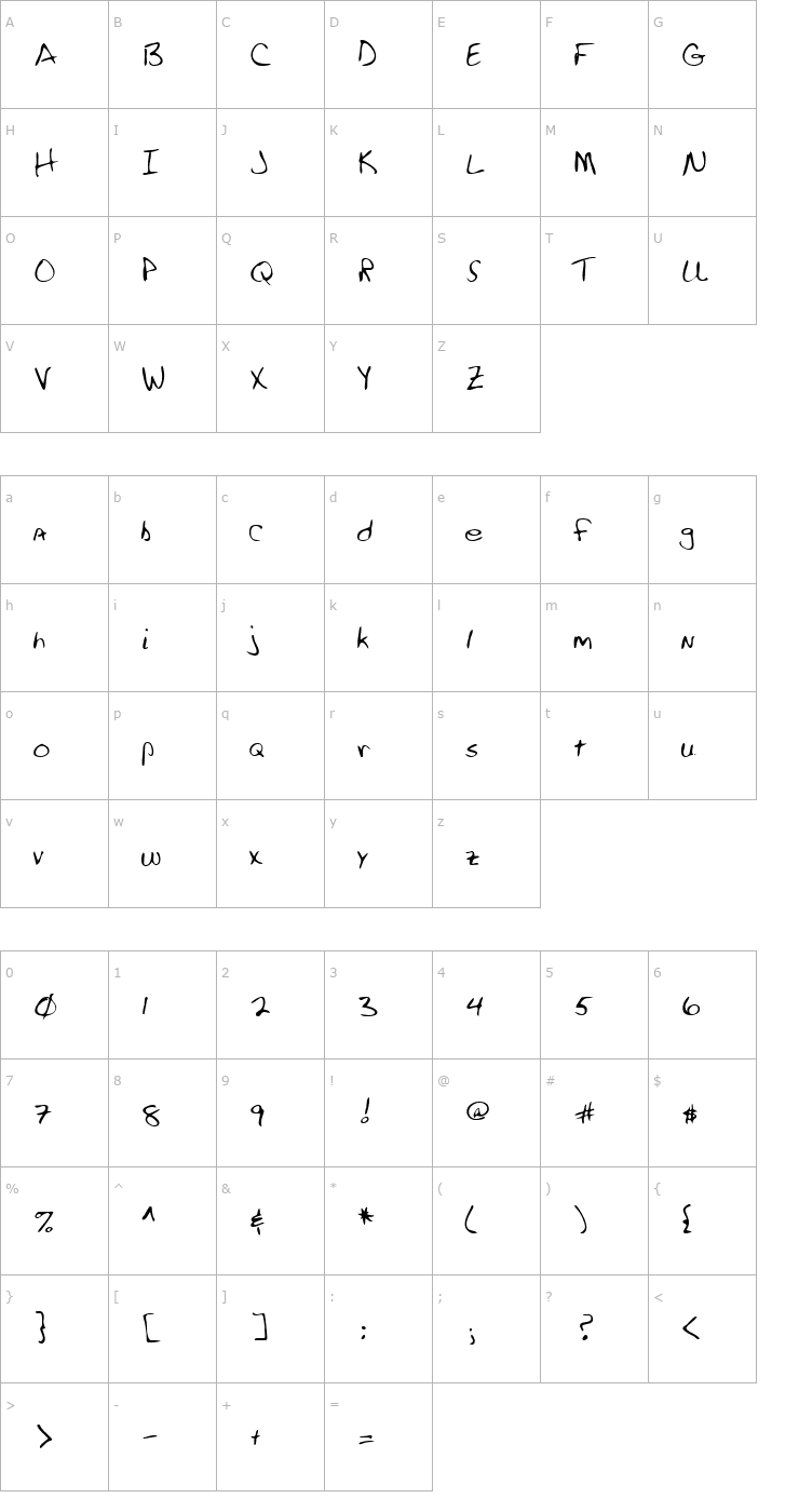 Character Map LEHN255 Font