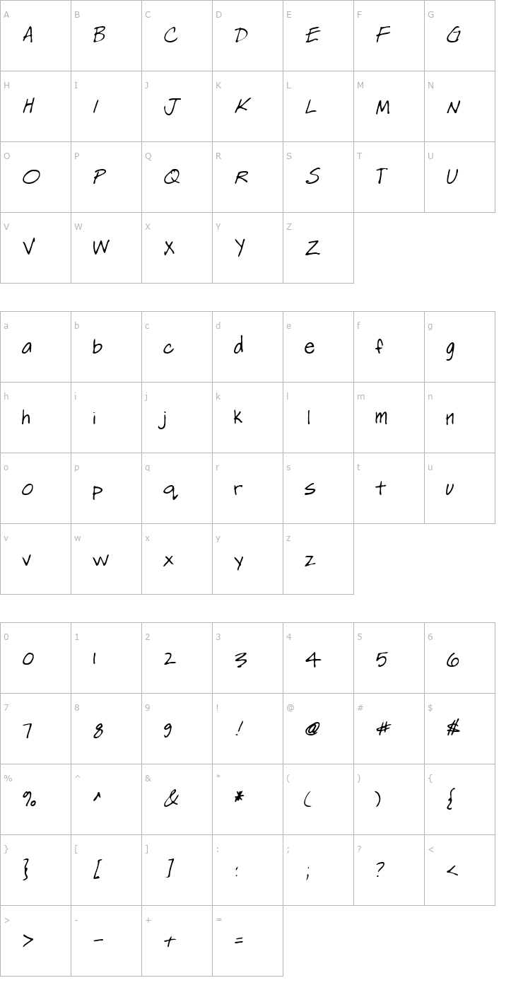 Character Map LEHN256 Font