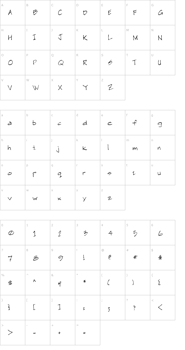 Character Map LEHN257 Font