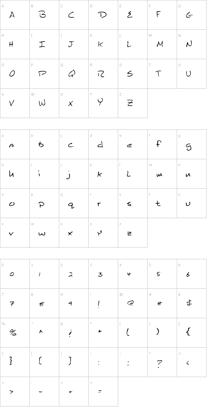 Character Map LEHN259 Font