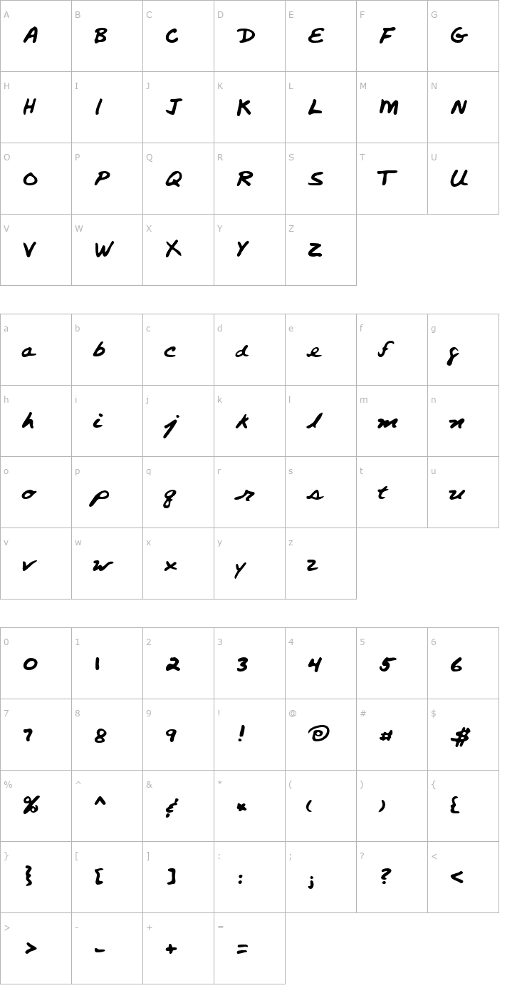 Character Map LEHN260 Font