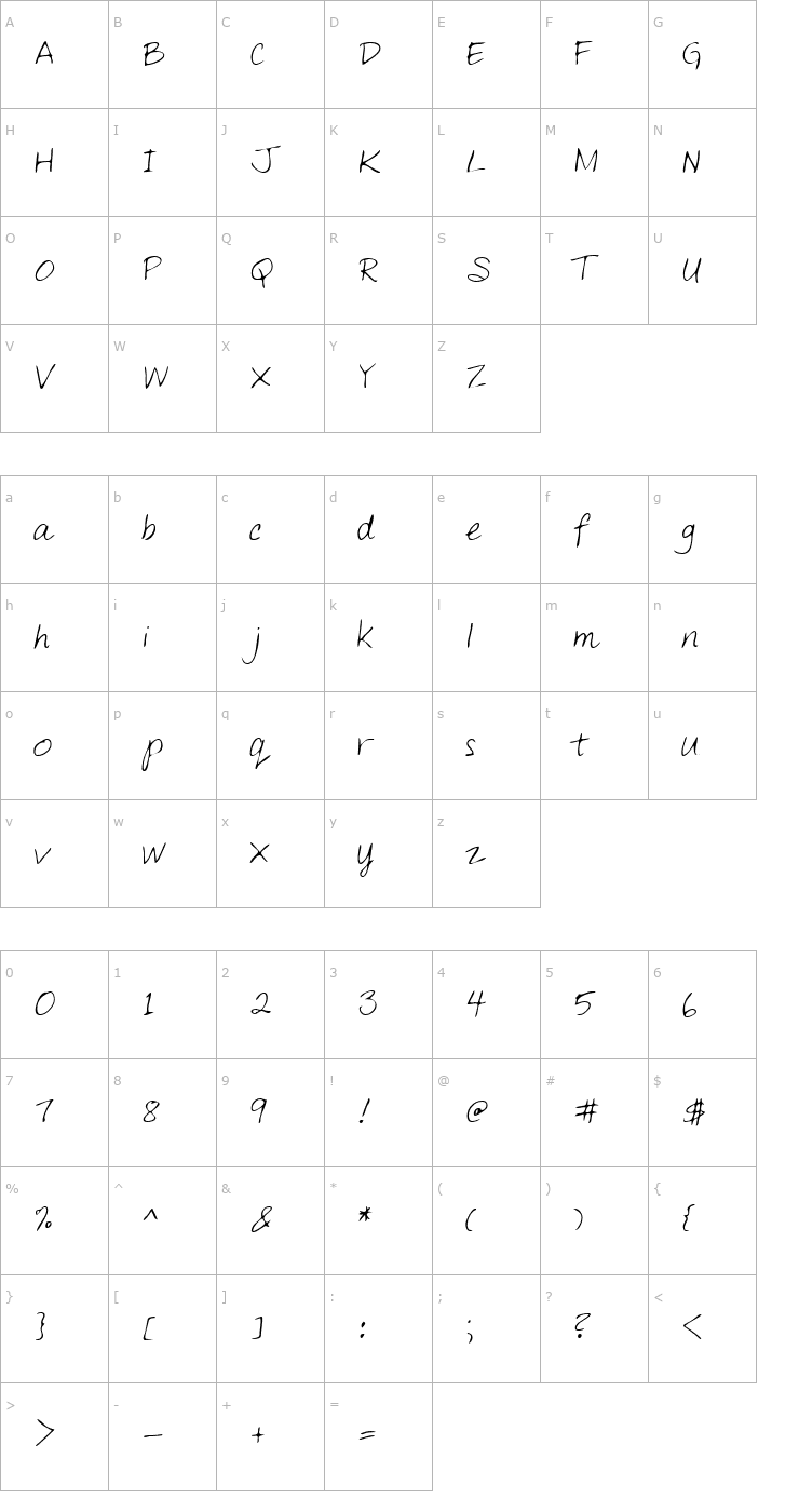 Character Map LEHN261 Font