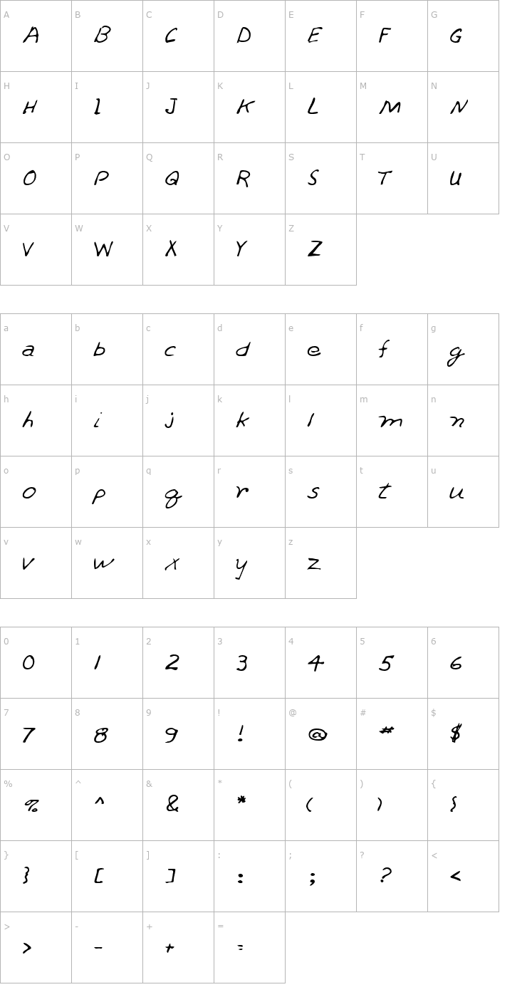 Character Map LEHN262 Font