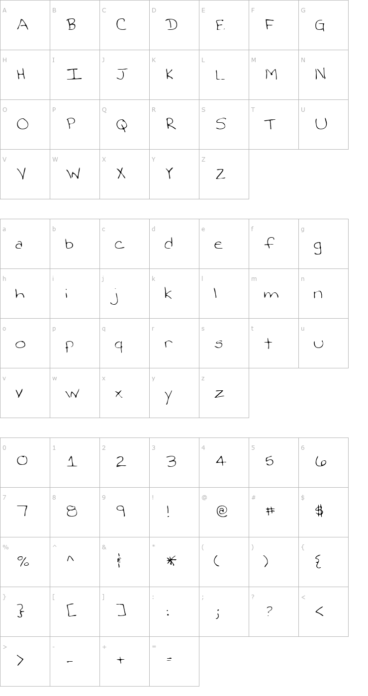 Character Map LEHN263 Font