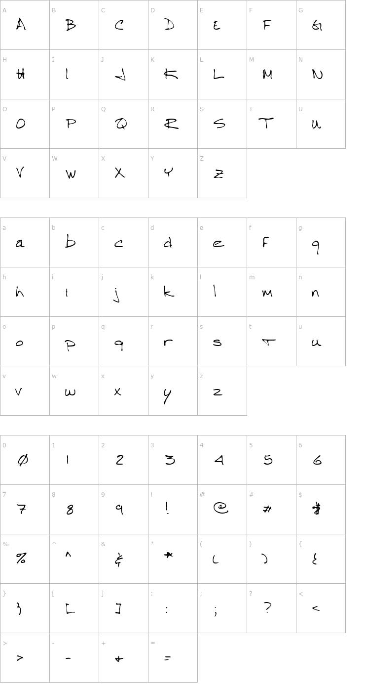 Character Map LEHN264 Font