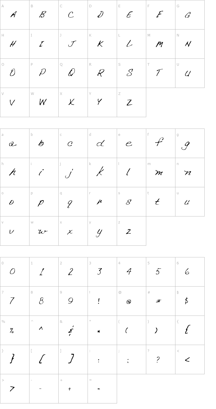 Character Map LEHN266 Font
