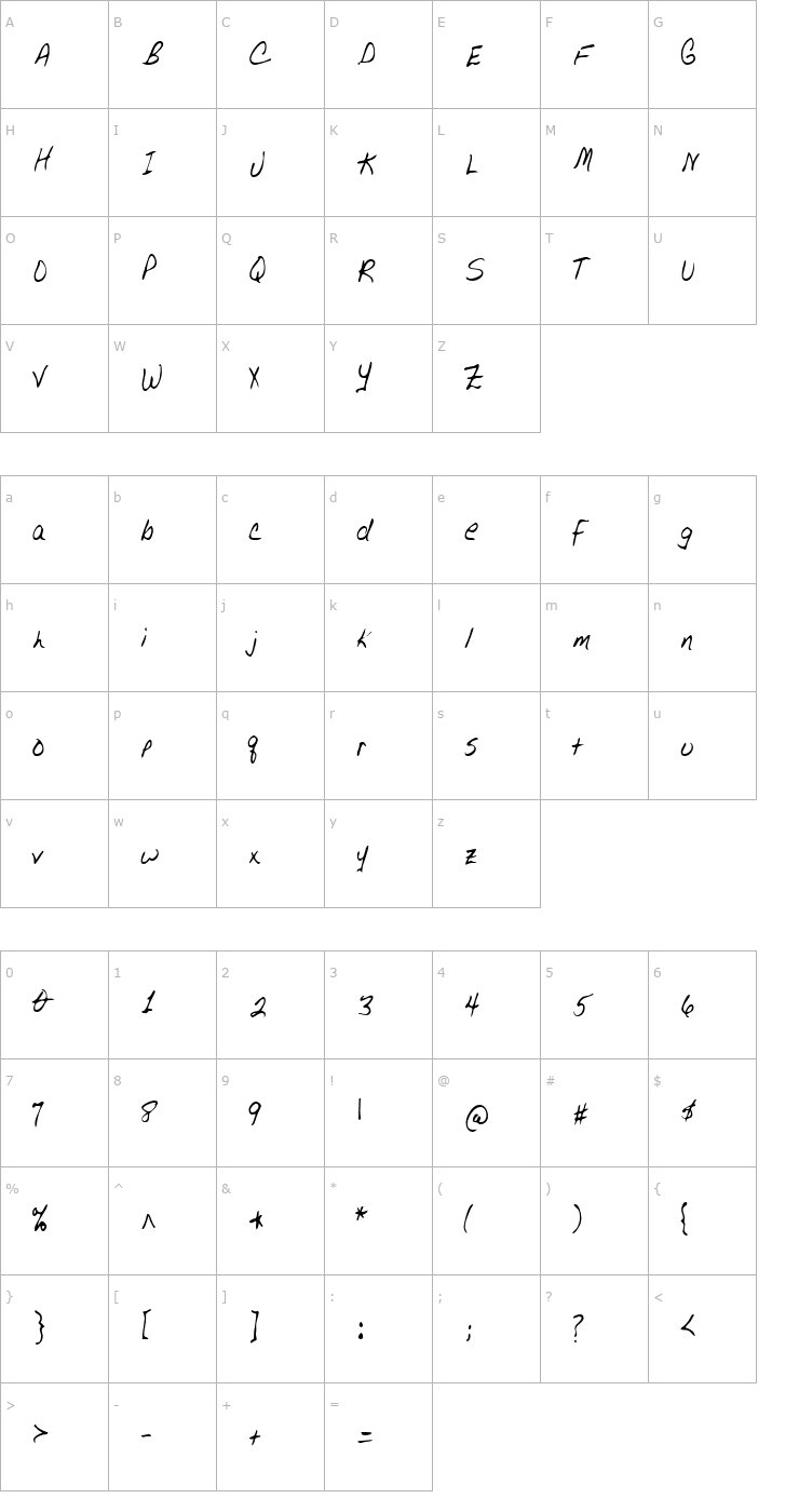 Character Map LEHN267 Font