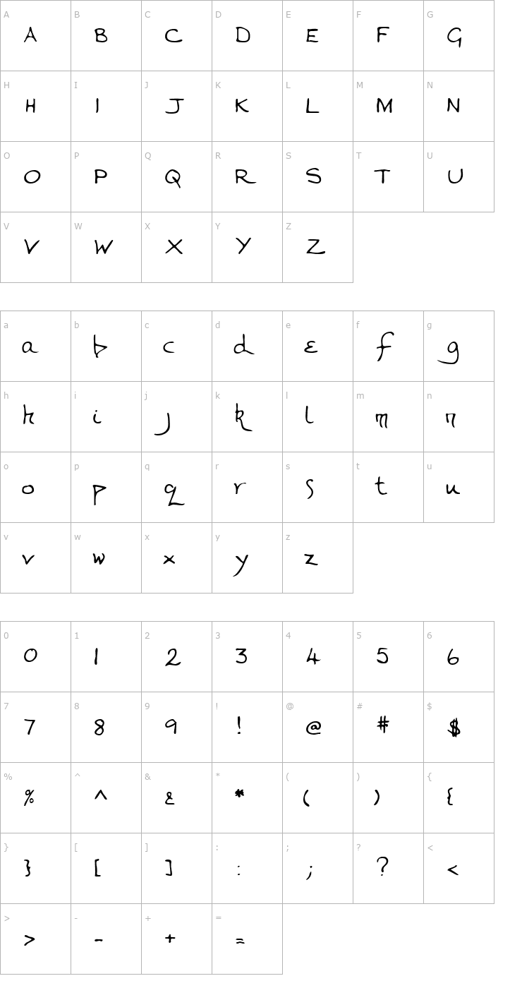 Character Map LEHN268 Font