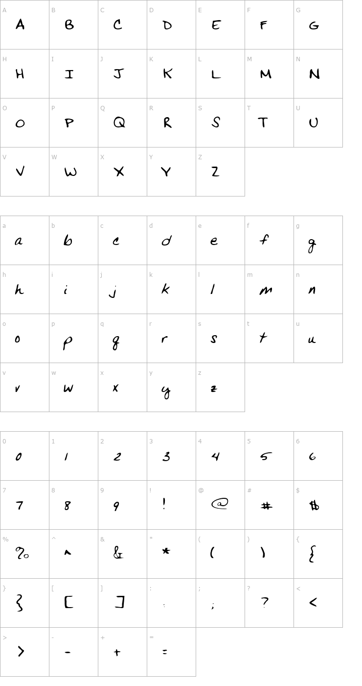 Character Map LEHN269 Font