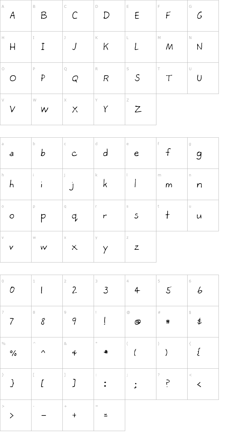 Character Map LEHN271 Font