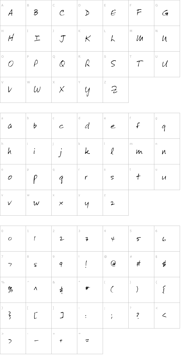 Character Map LEHN272 Font