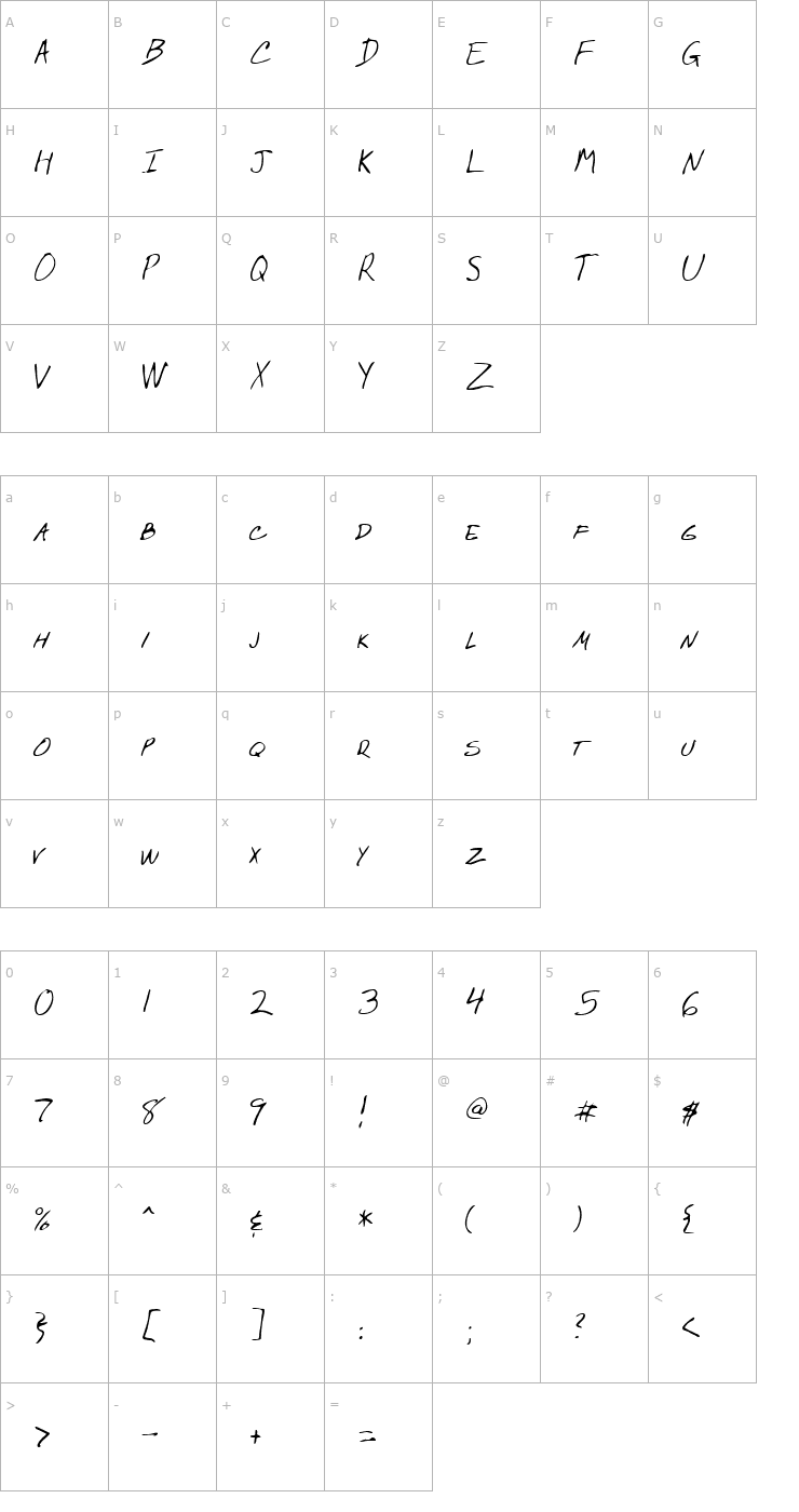 Character Map LEHN275 Font