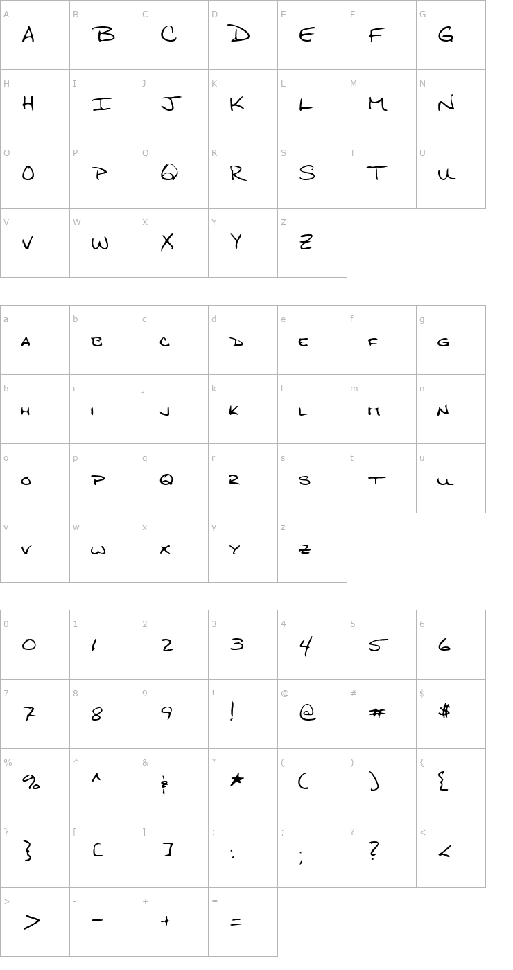 Character Map LEHN276 Font
