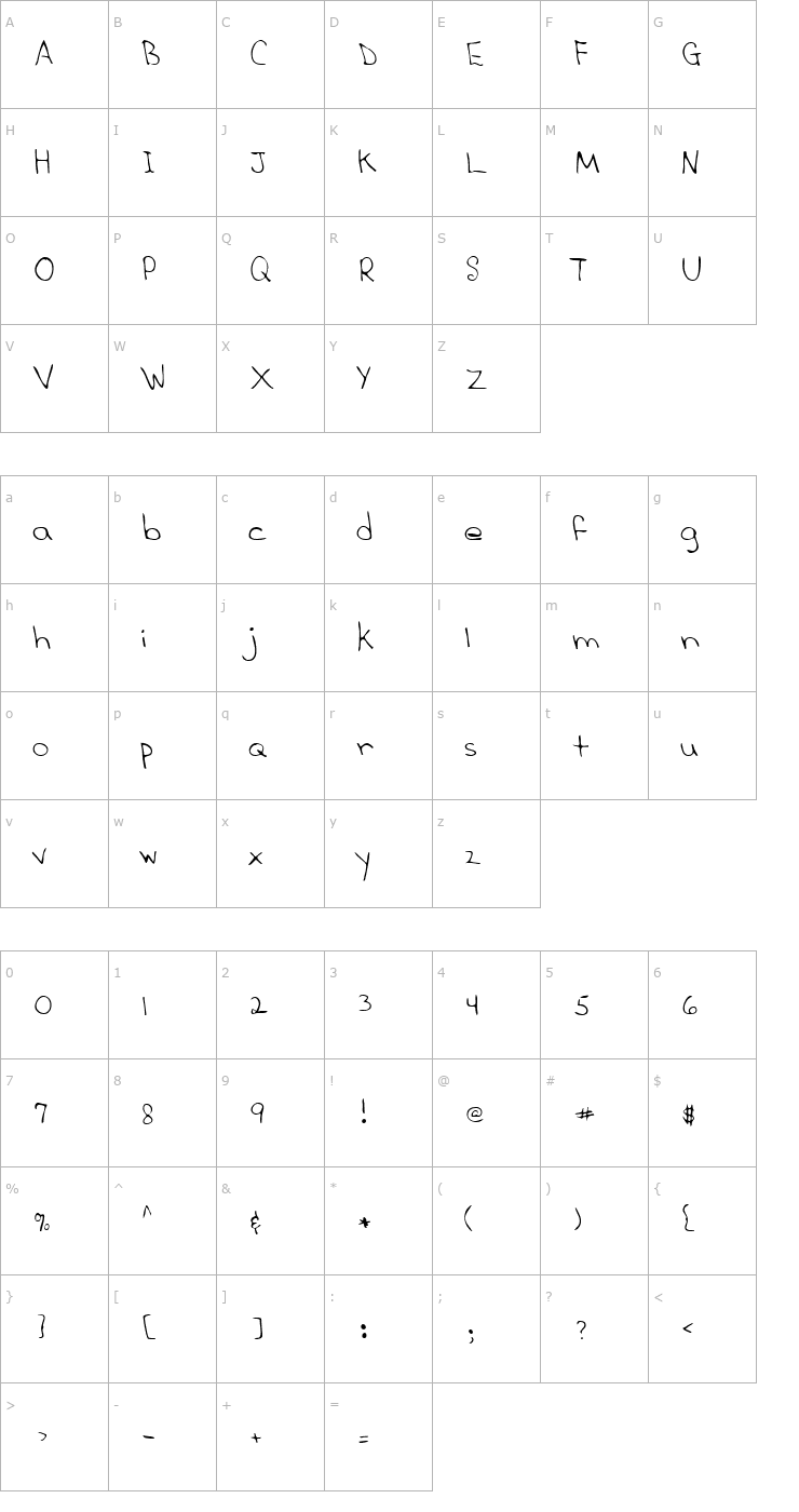 Character Map LEHN277 Font