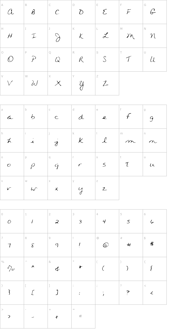 Character Map LEHN280 Font