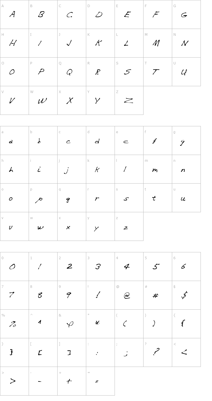 Character Map LEHN282 Font