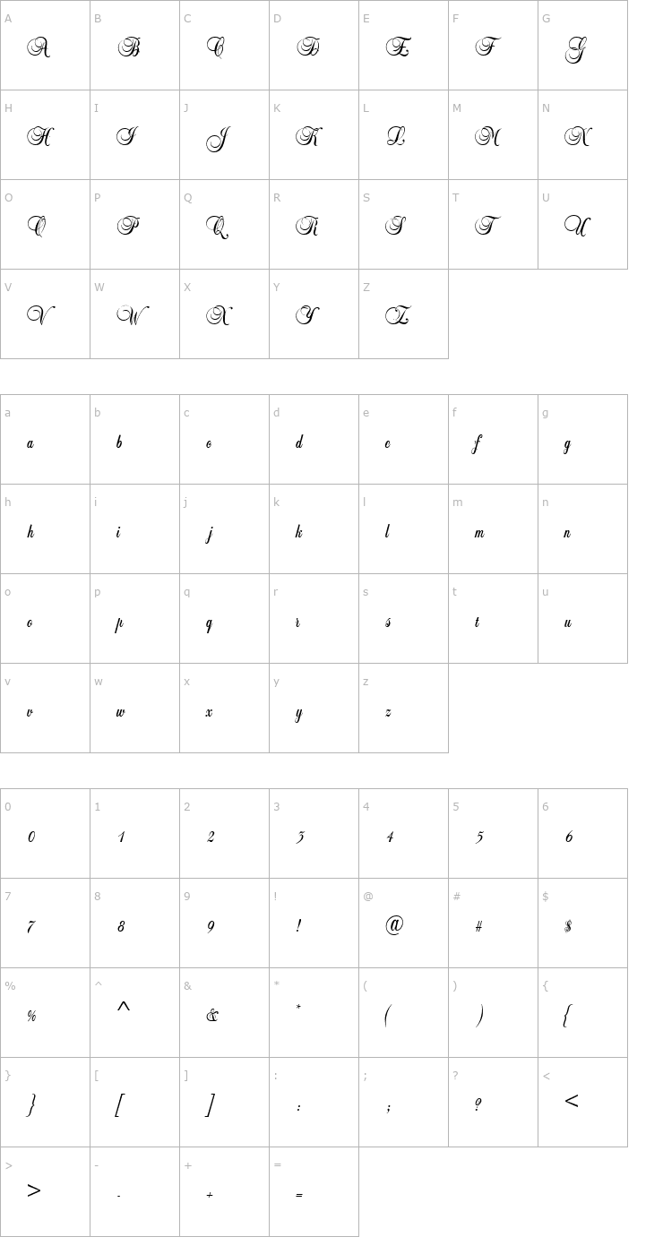 Character Map Lei Script Ssk Font