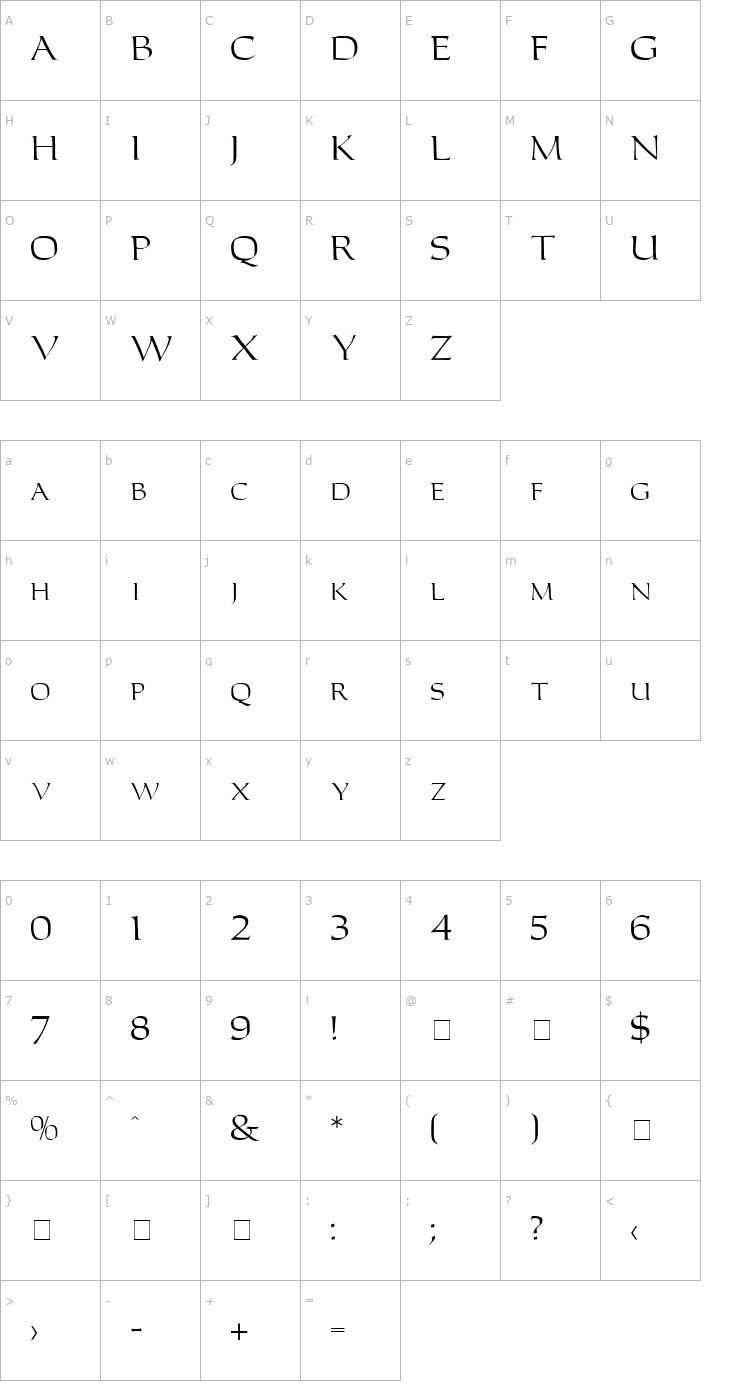 Character Map Leigh Normal Font