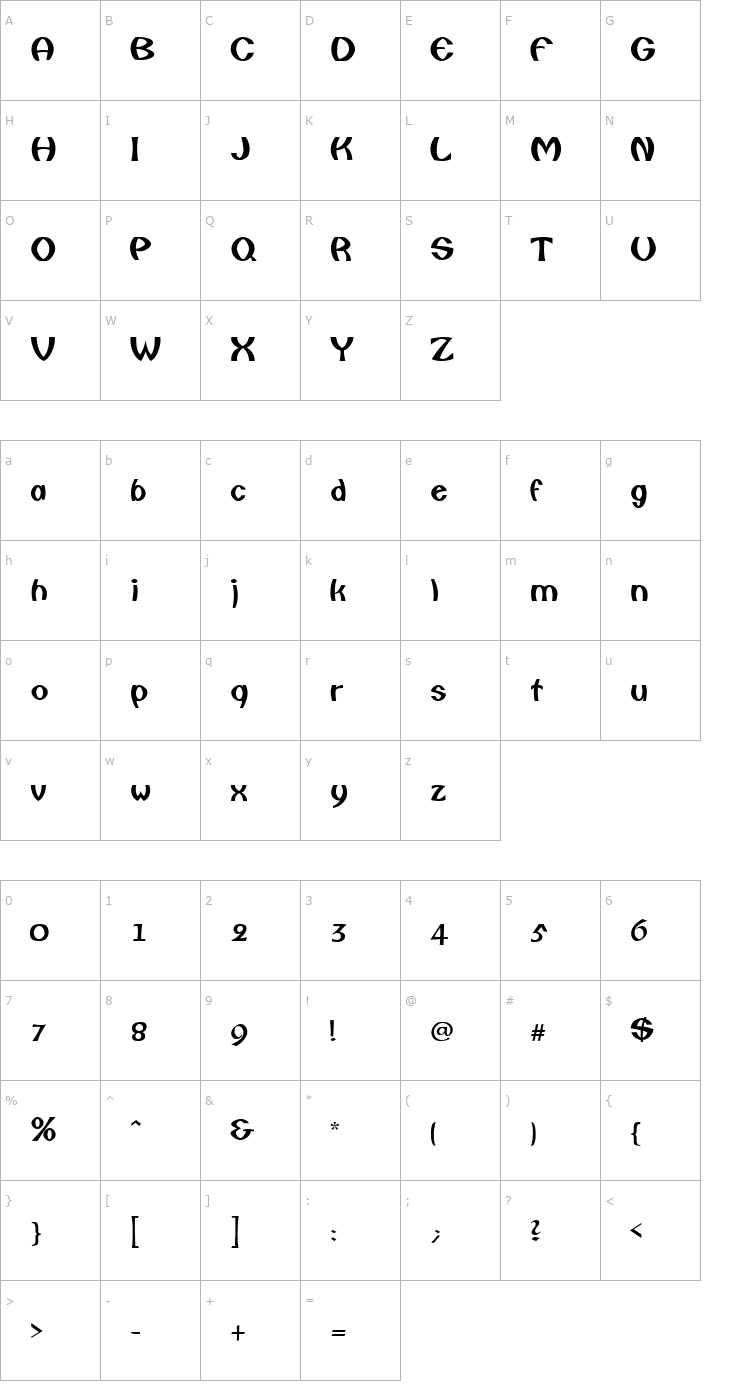 Character Map LeighSSK Font