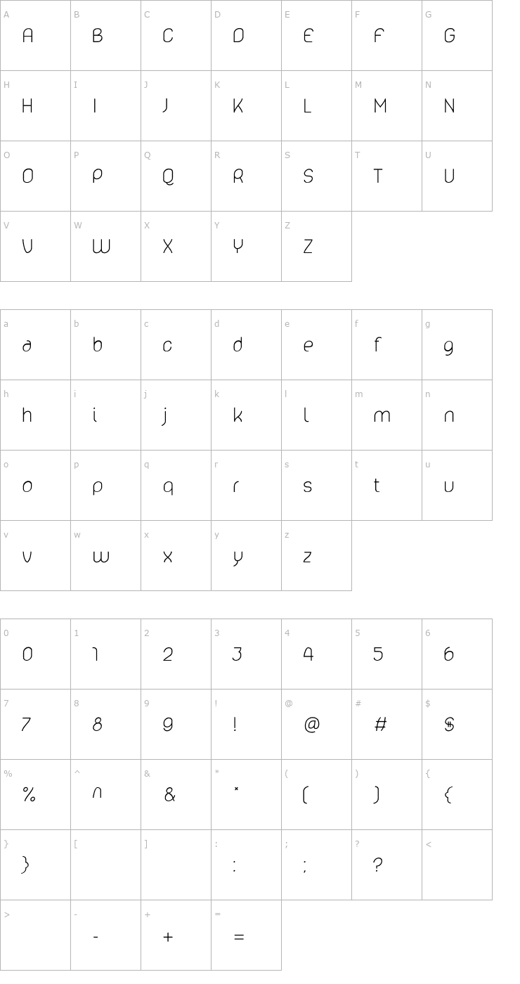 Character Map lelim 300 Font