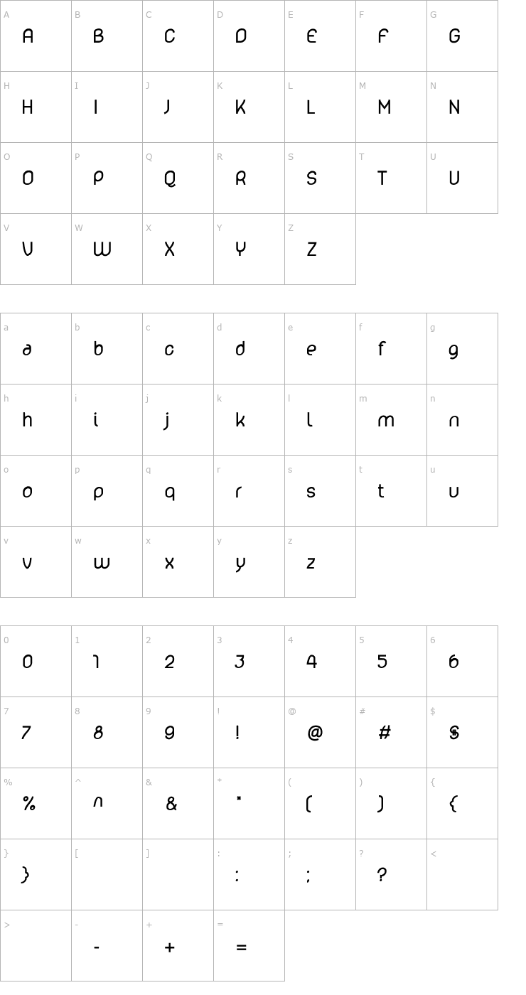 Character Map lelim 800 Font