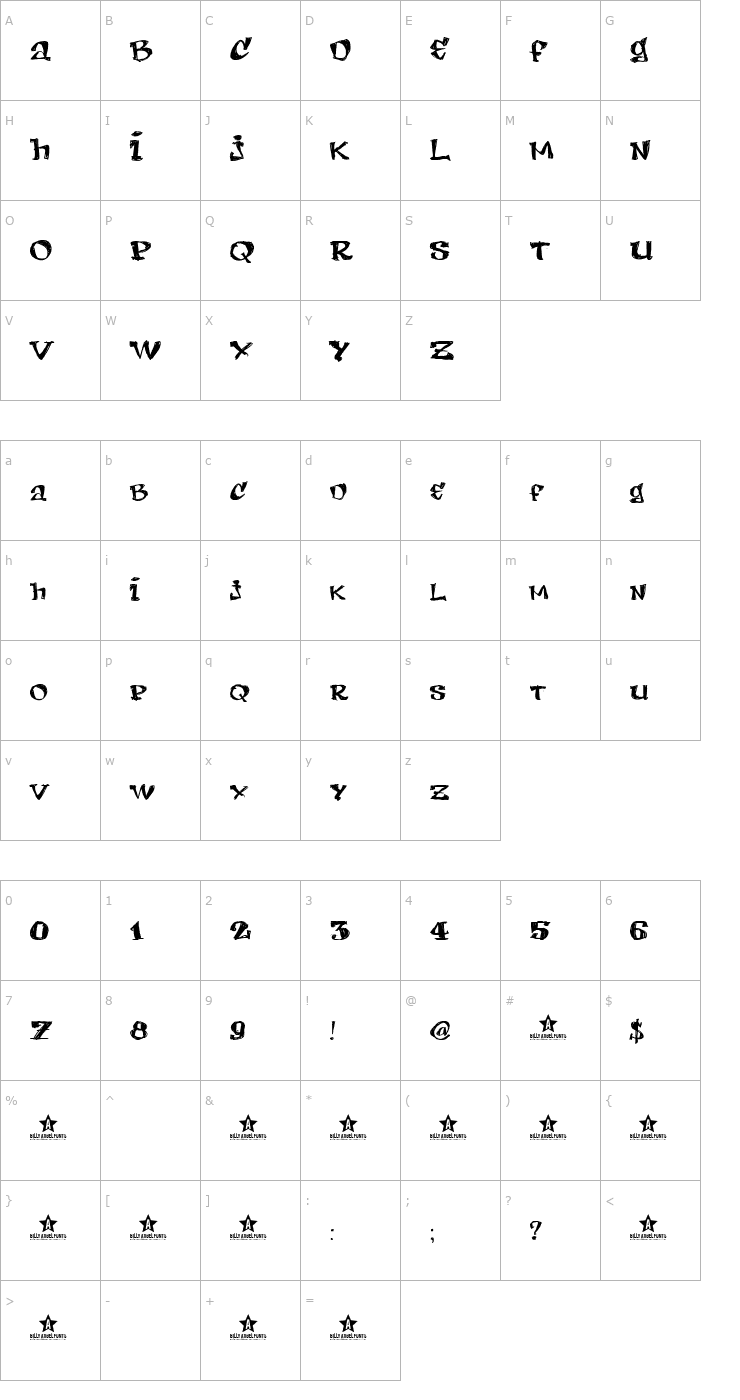 Character Map Lemon Day Font