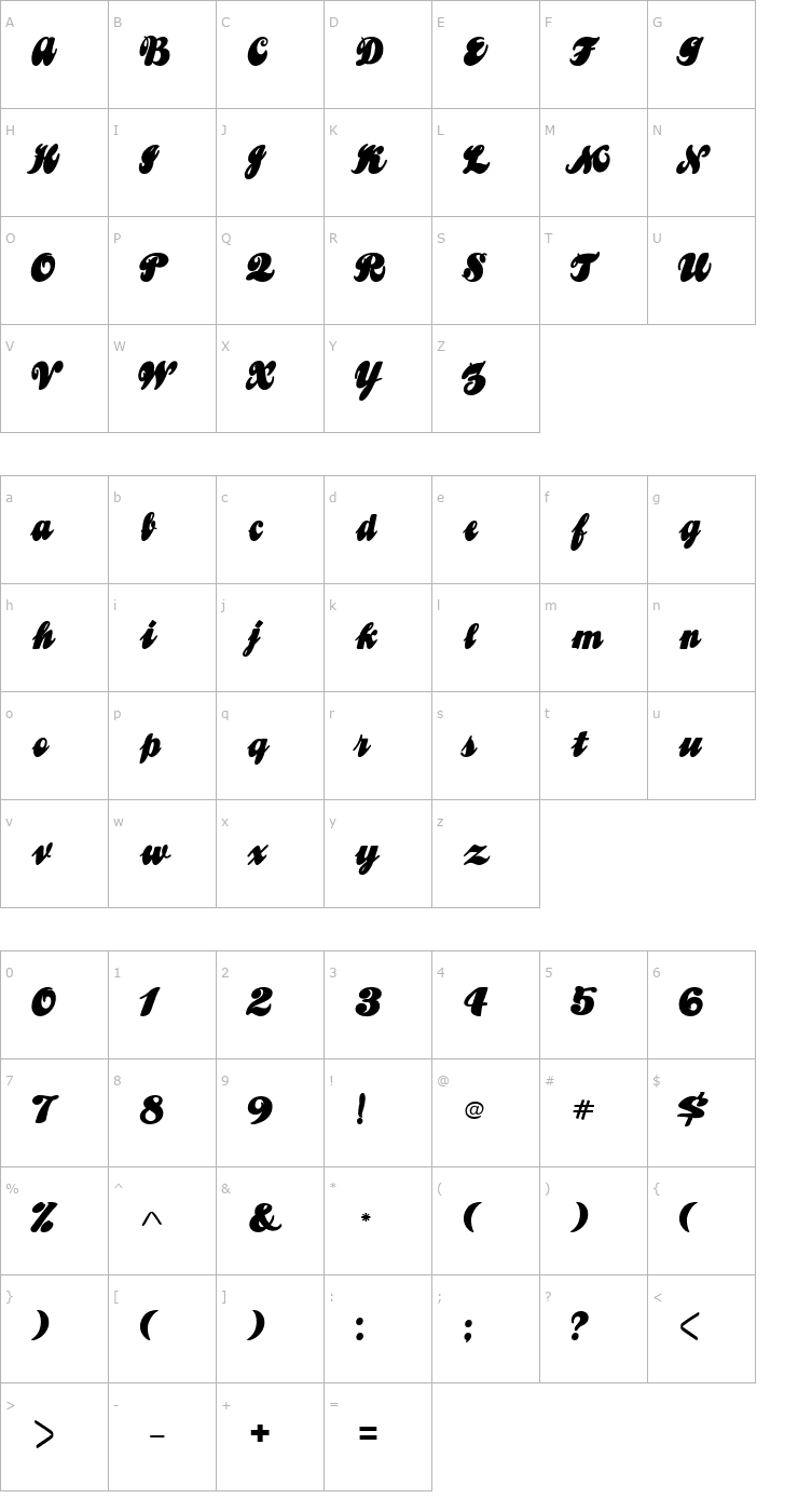 Character Map Lemonade ExtraBold Font