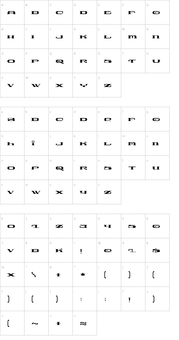 Character Map Lemonade Speedster Font