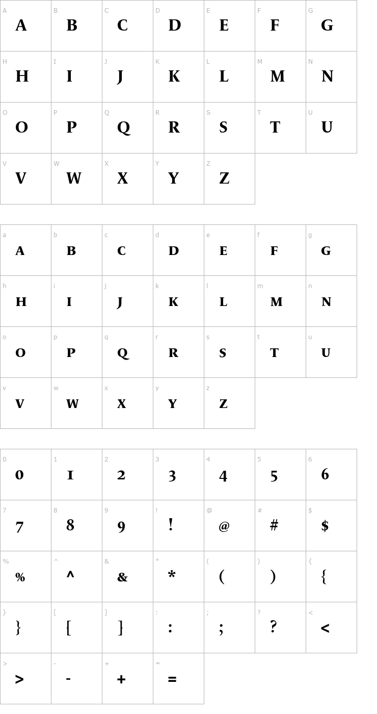 Character Map LeMondeLivre-BoldSC Font