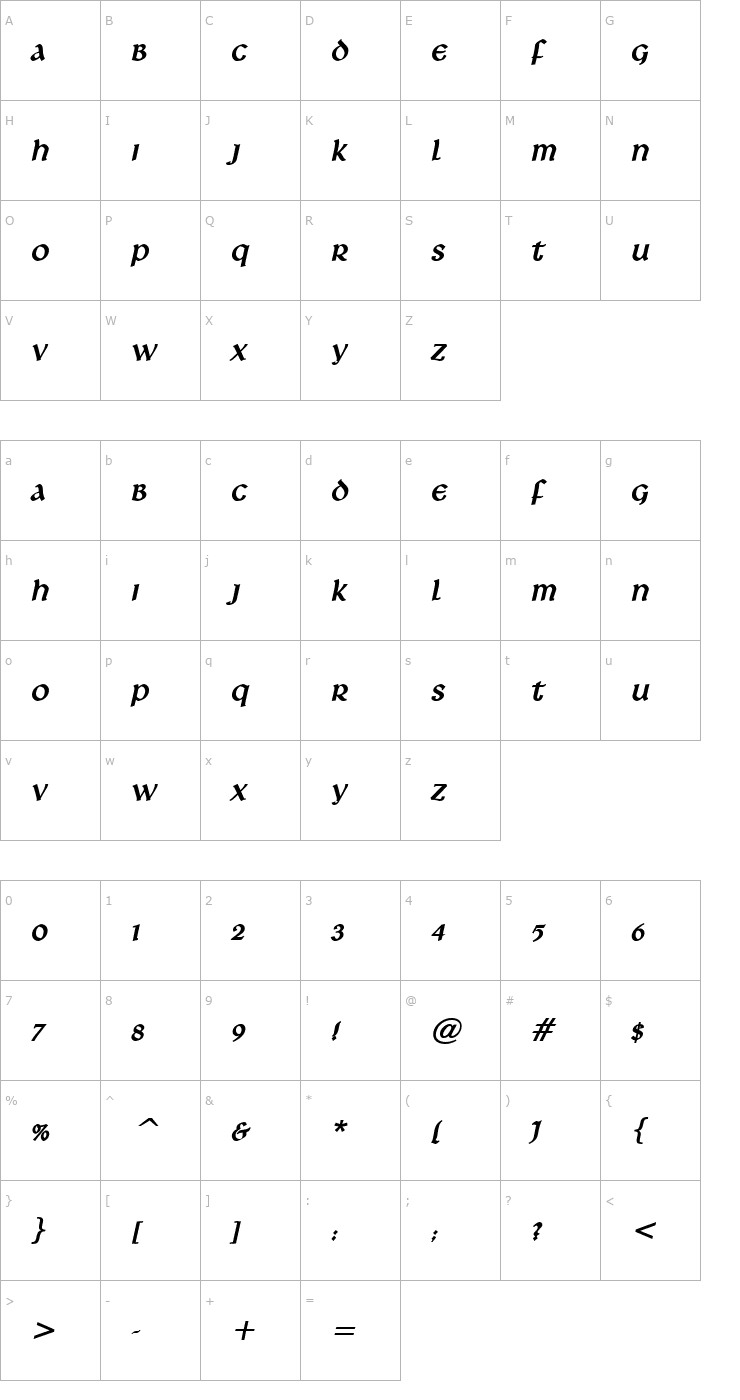 Character Map Leo BoldItalic Font
