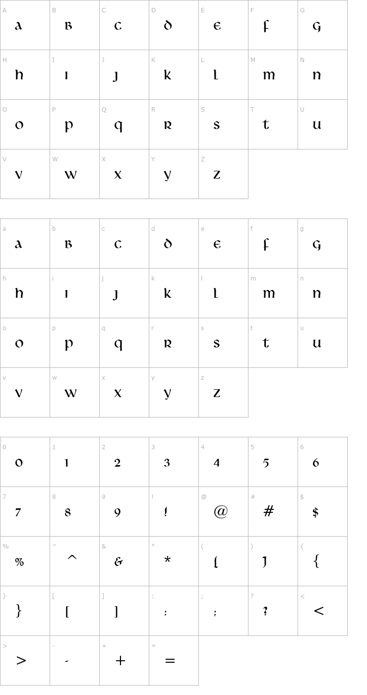 Character Map Leo Normal Font