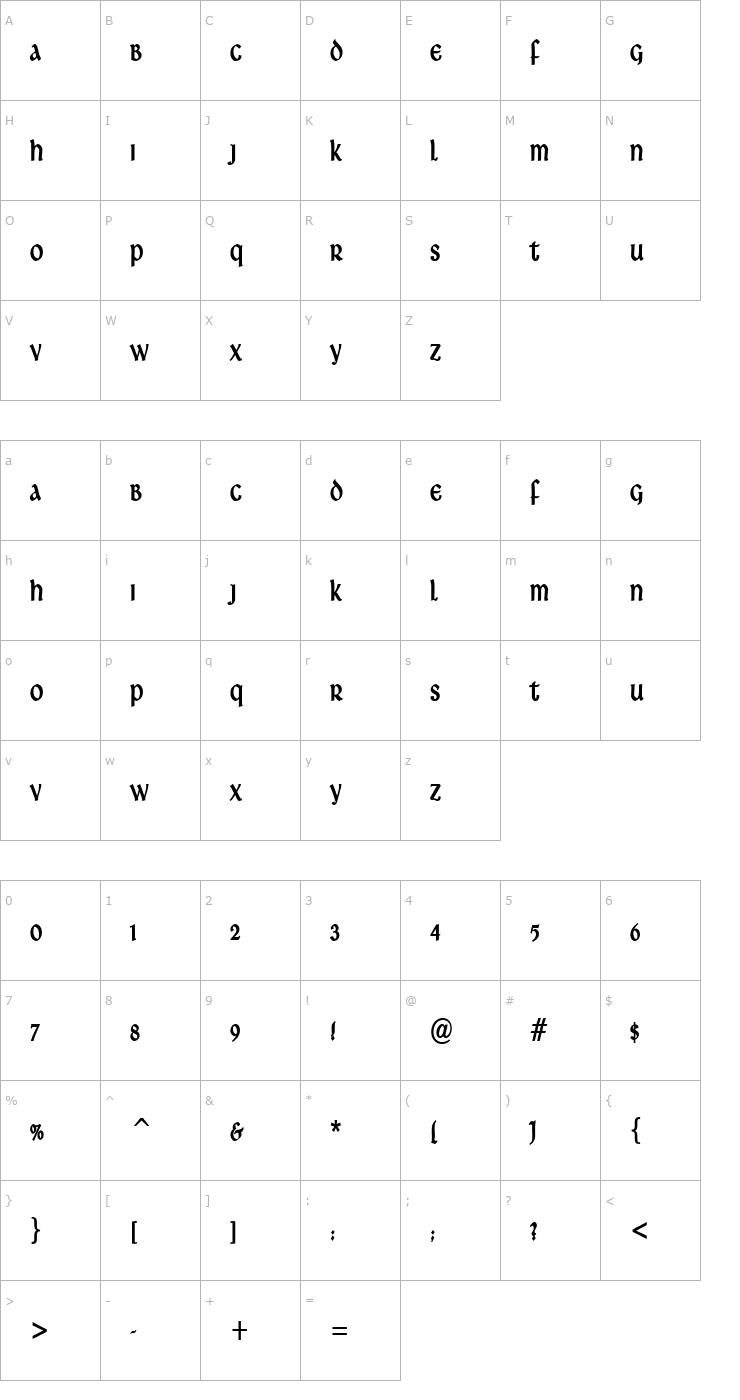 Character Map Leo Thin Bold Font
