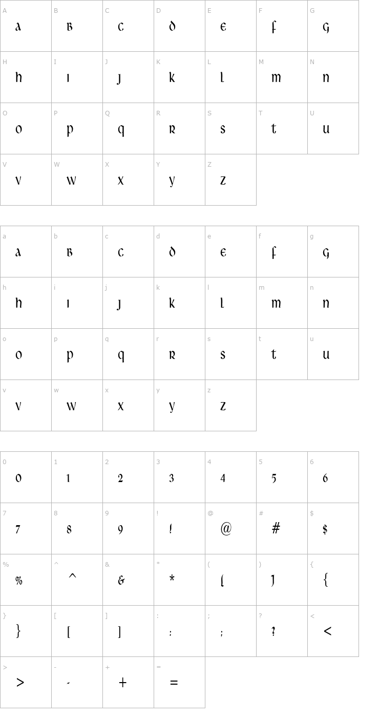Character Map Leo Thin Normal Font
