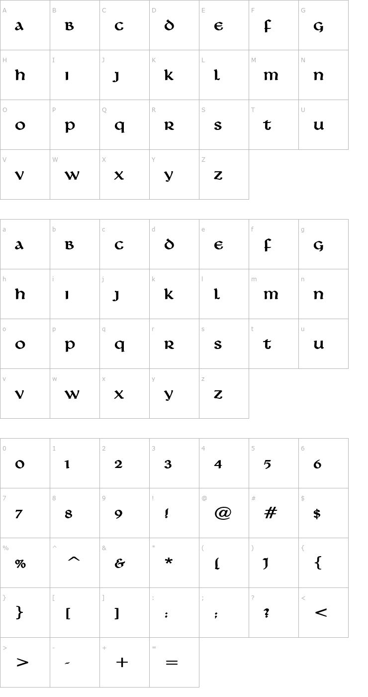 Character Map Leo Wide Bold Font