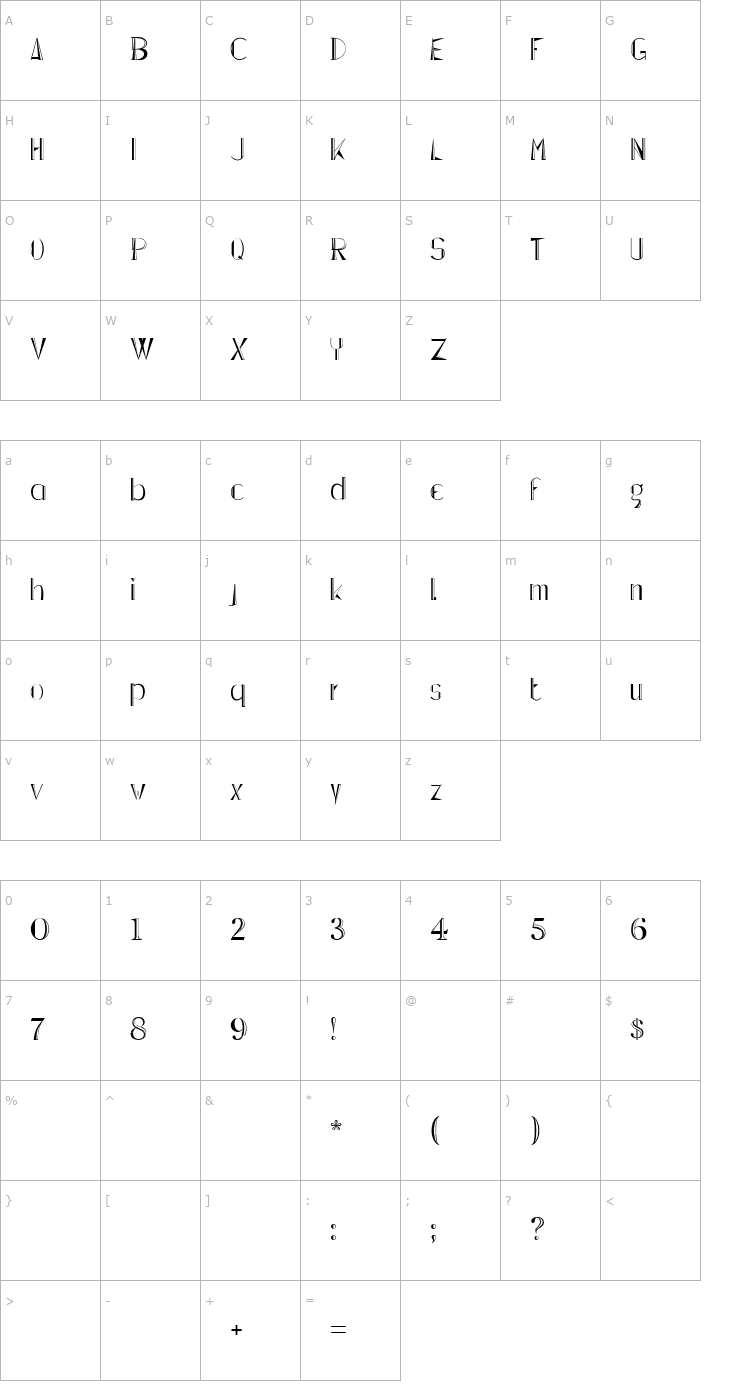 Character Map Lepinado Line Font