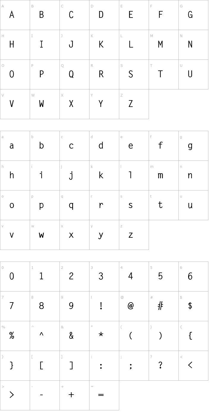 Character Map LetraSans Bold Font