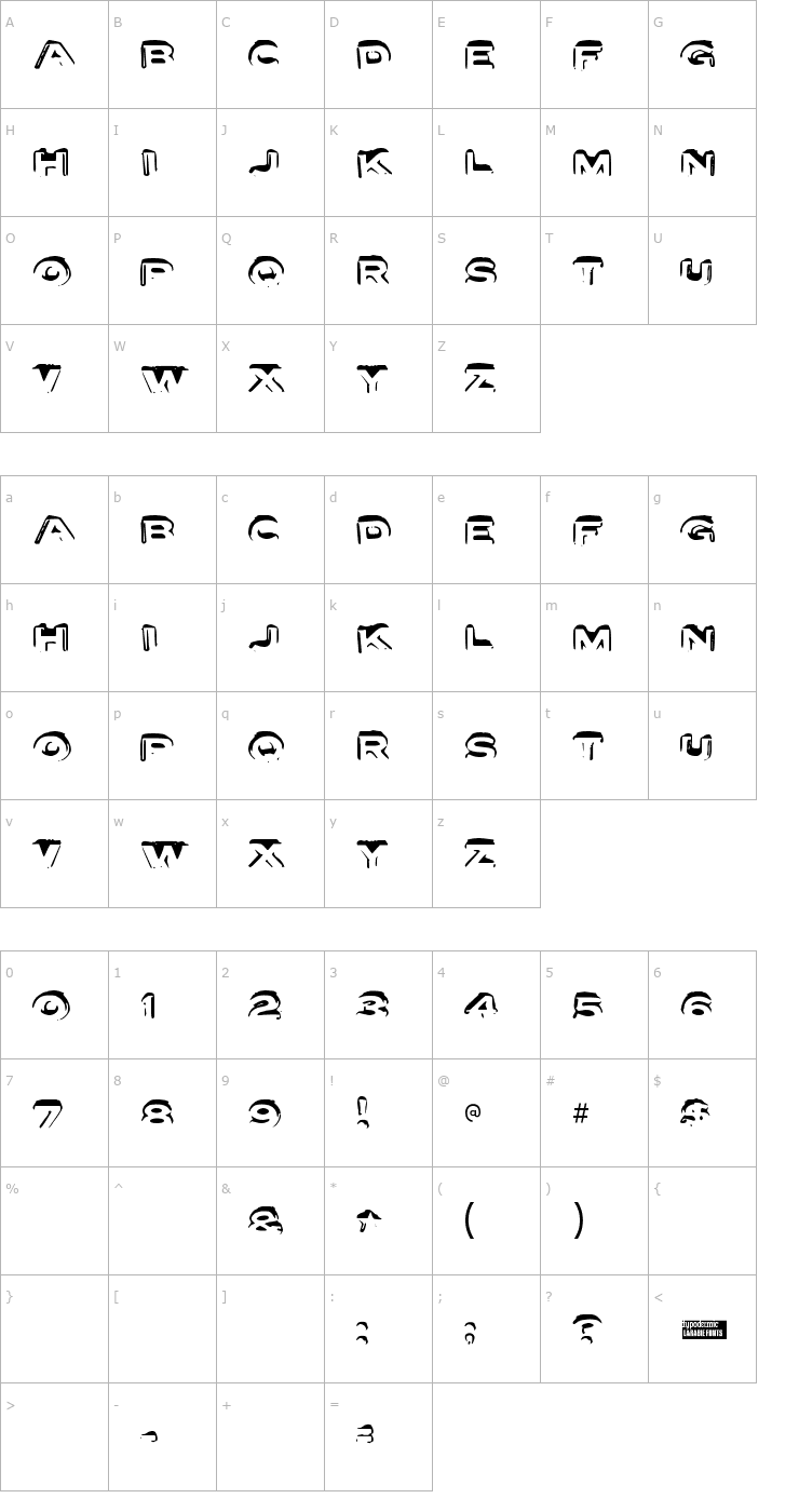 Character Map Letter Set A Font