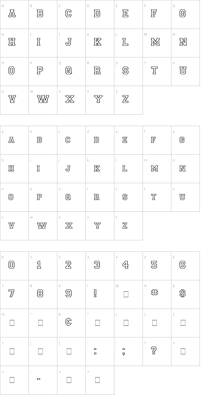 Character Map Letter Sweater Open Display SSi Bold Font