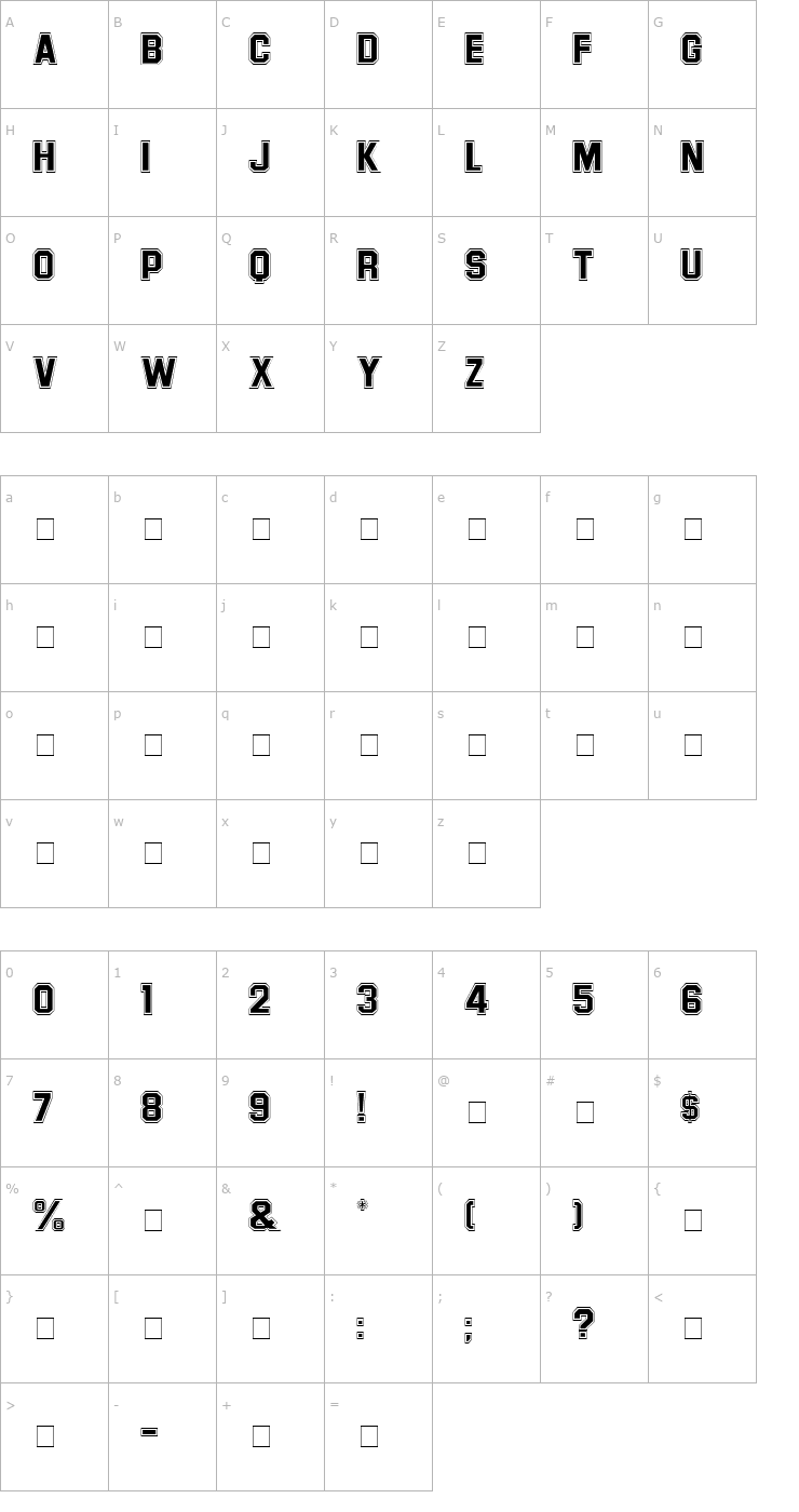 Character Map Letter Sweater SansOutline SSi Font