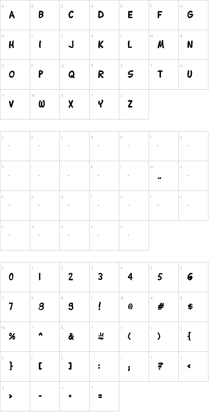Character Map Lettering1 Bold Font