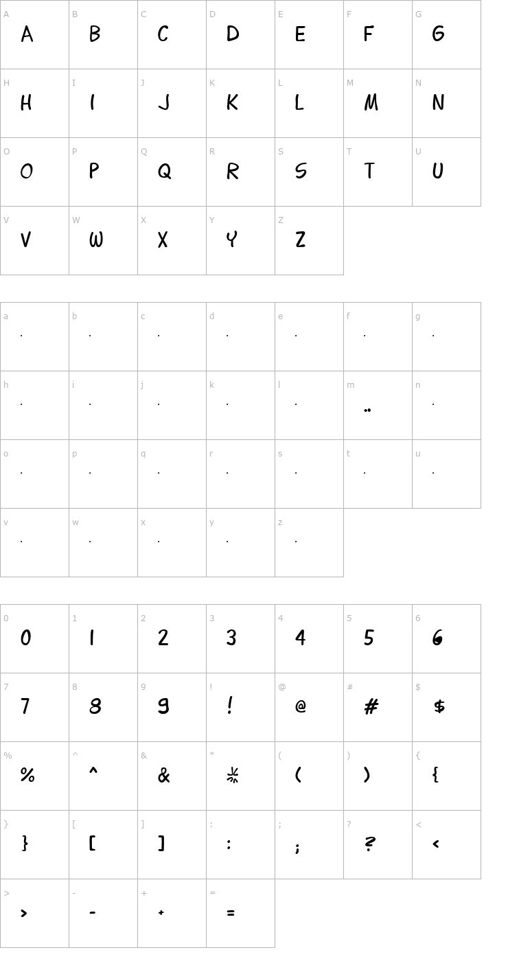 Character Map Lettering1 Font
