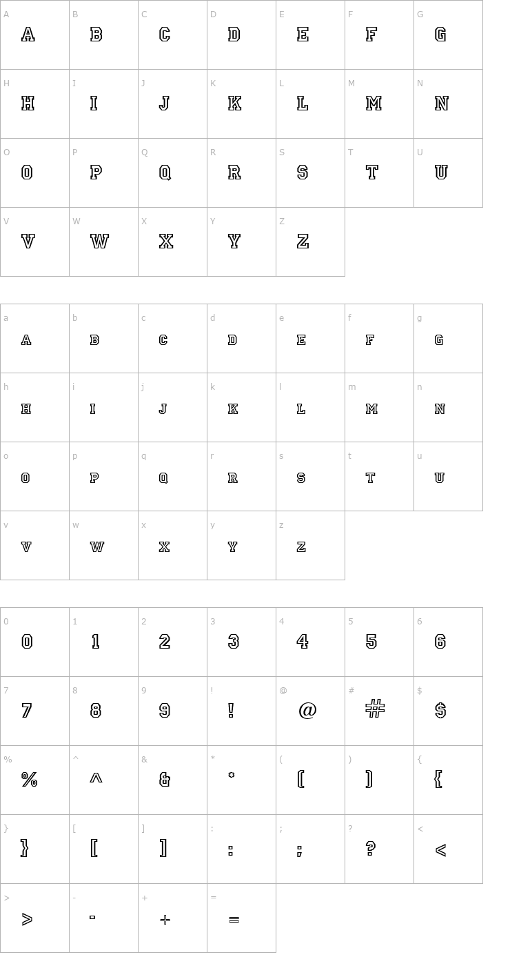 Character Map Letterman Font