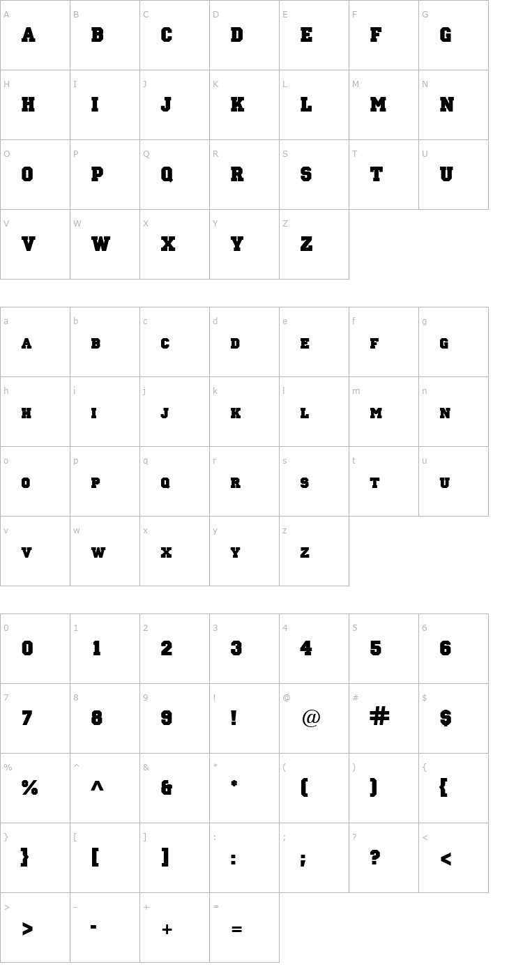 Character Map LettermanSolid Regular Font