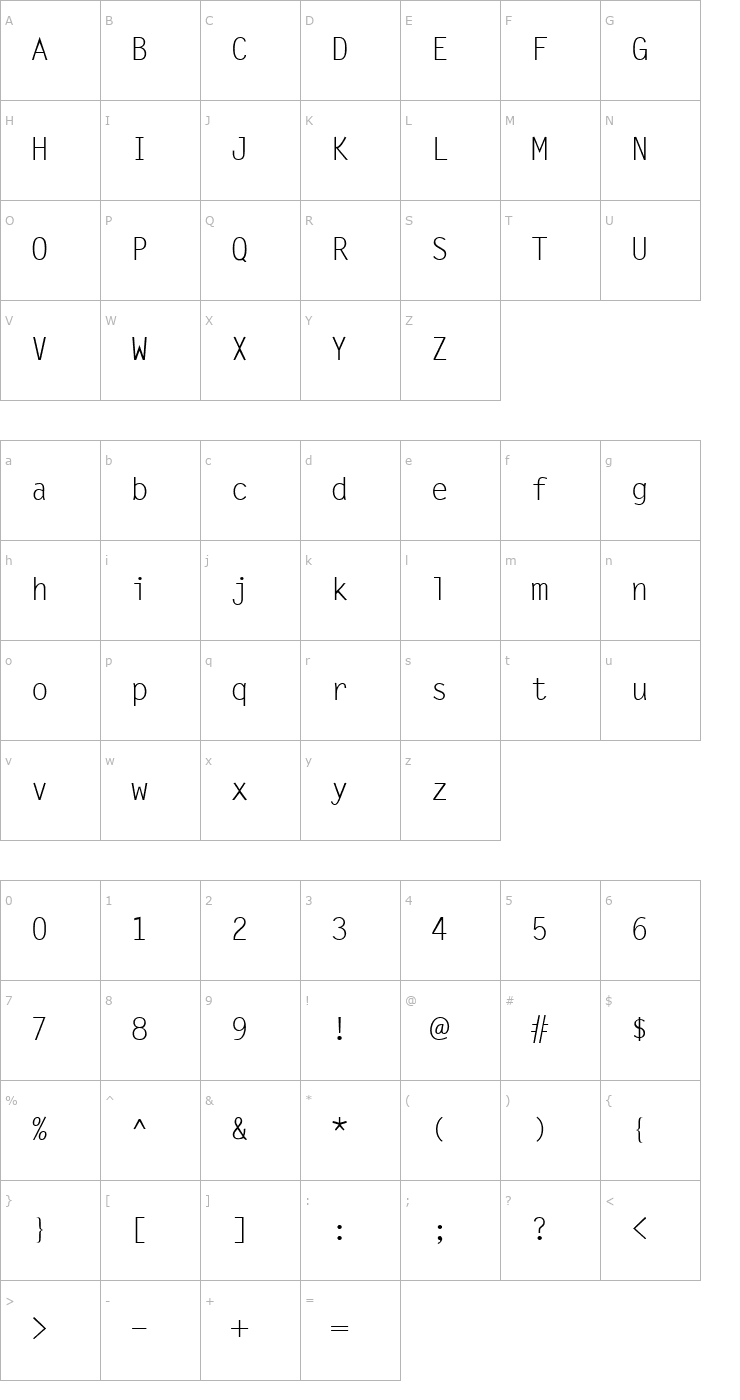 Character Map LettraSans Font
