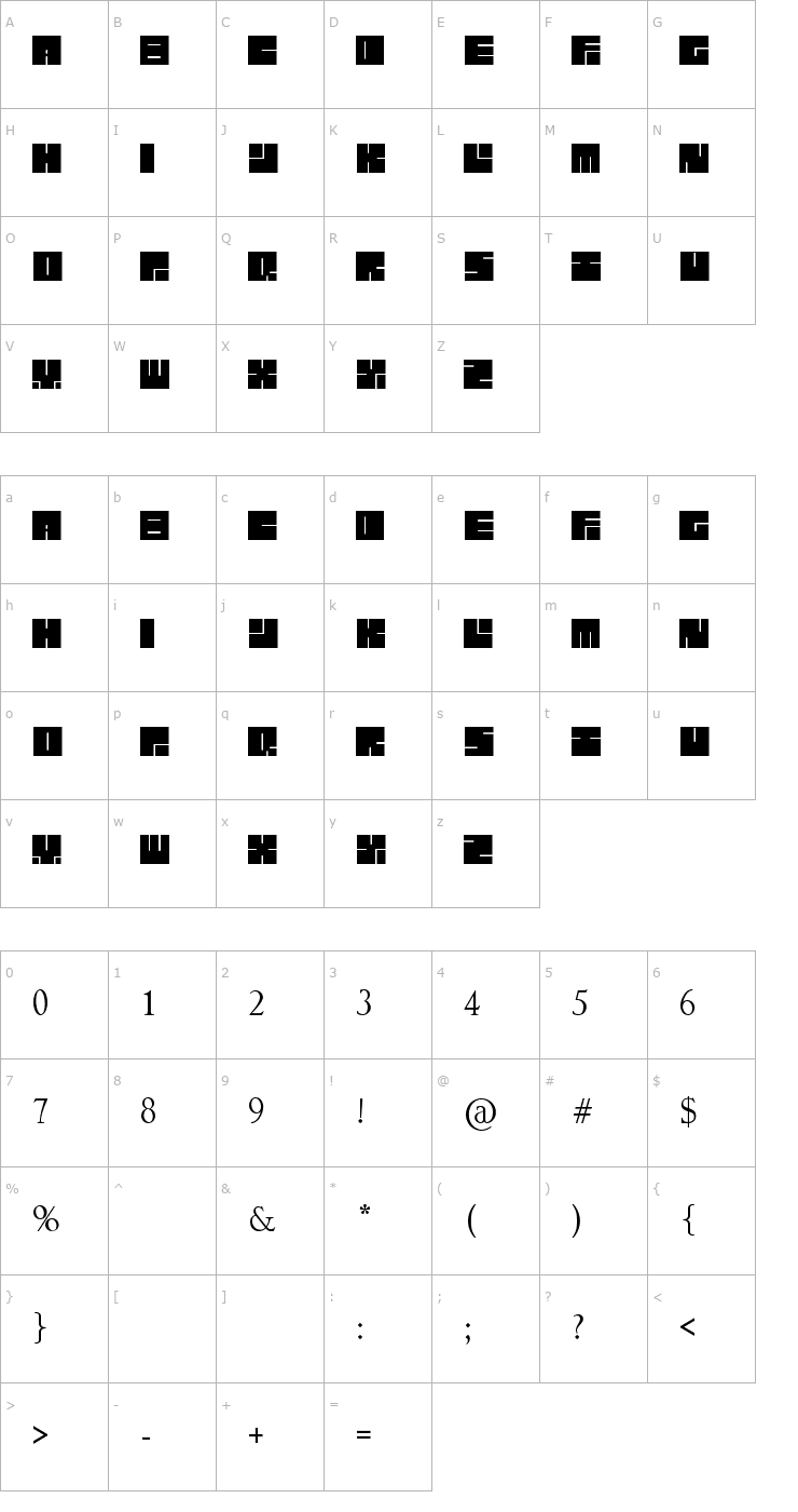 Character Map Lettres Carrées Font