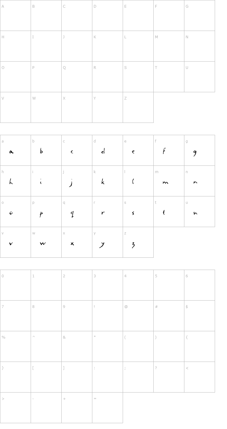 Character Map LettresEclatees-ExtraLightAlt Font