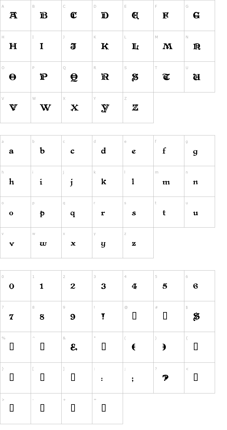Character Map Level Fourteen Druid Font