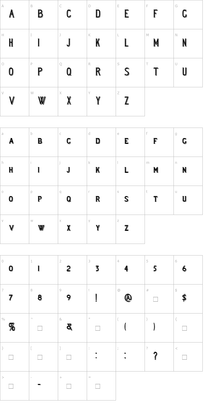 Character Map LewishamShadowed Font